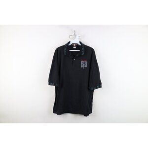 Vintage 90s Mens Large Faded Spell Out Reach the Peak Mountain Climbing Polo USA
